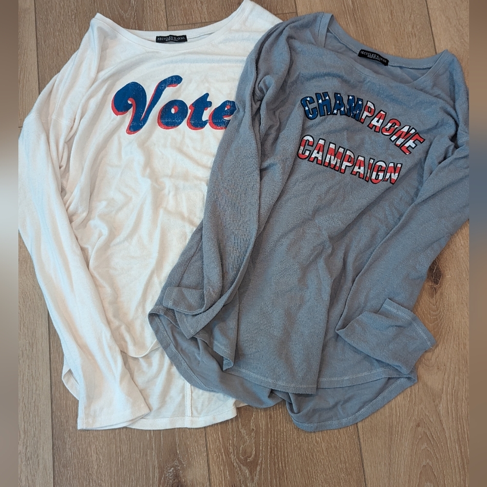Recycled Karma sweatshirts Vote & Champagne Campaign